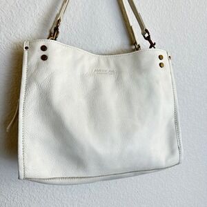 American Leather Co White Leather Triple Compartment Purse Shoulder Bag 6479191